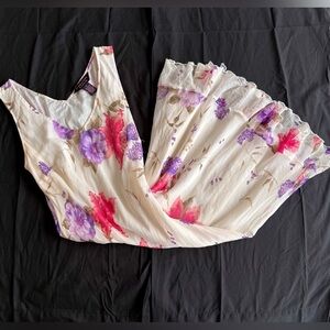 Vintage 100% Silk Floral Beaded Midi Dress